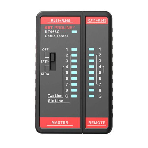 Тестер кабеля КВТ KT468С RJ-45 серия PROLINE для проверки витой пары и телефонного кабеля  картинка